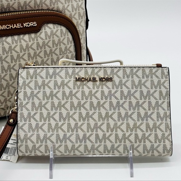 Michael Kors Medium Jaycee Zip Packet Backpack & Double Zip Wallet Wristlet - Picture 12 of 16